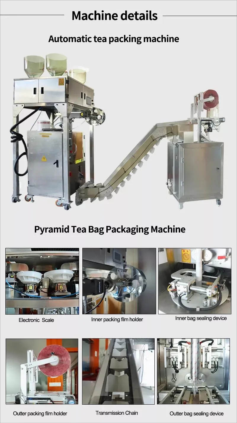 Detalji o mašini za pakovanje u vrećicama čaja u obliku trokuta